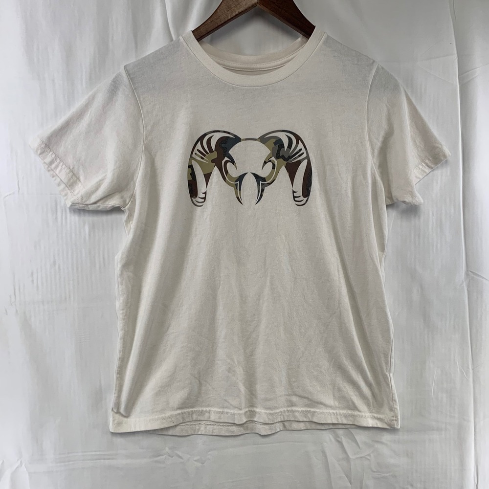 Kuiu T-Shirt Womens XL White Camo Ram Logo Short Sleeve Graphic Tee